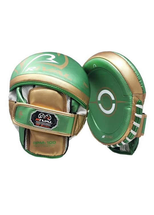 RIVAL RPM100 PROFESSIONAL PUNCH MITTS - GREEN/GOLD