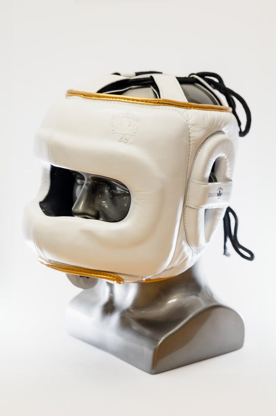 H90 SPARRING HEAD GUARD- WHITE/GOLD