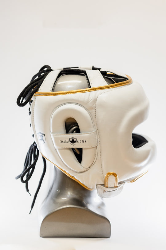 H90 SPARRING HEAD GUARD- WHITE/GOLD